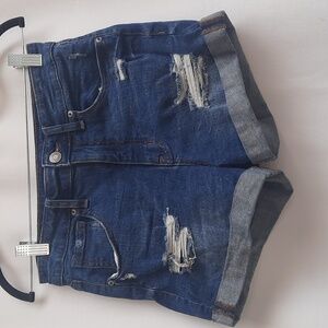 Aero Super High Rise Distressed Midi Jean stretchy Shorts